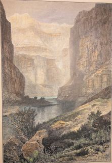 Hand Colored Marble Canyon Arizona Colorado River 1874 Thomas Moran