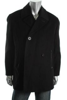 Marc New York Black Wool Notch Collar Double Breasted Pea Coat XL BHFO