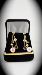 Marco Bicego 18 Karat Yellow Gold Earrings with Colored Stones