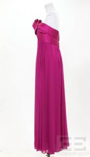 Marchesa Notte Fuschia Pink Silk Chiffon Satin Evening Dress Size 8