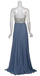 Marchesa Rhinestone Jeweled Silk Eve Gown Dress 10 New