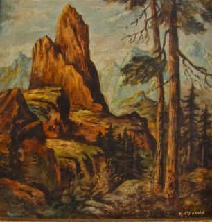 Artist Margaret McDonald Oil Painting Amer Rockies Early 1900S