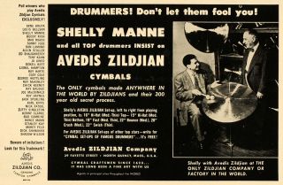 Avedis Zildjian Cymbals Shelly Manne Jazz Drum   ORIGINAL ADVERTISING
