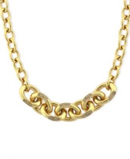 Vince Camuto Necklace, Gold Tone Glass Crystal Graduated Chain