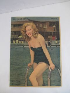 Original Sunday News August 1949 Marilyn Monroe Cover