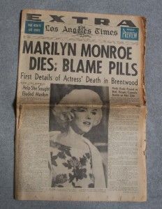 Marilyn Monroe Original Los Angeles Times Extra Newspaper August 6