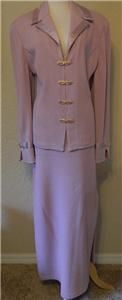 St John Evening Marie Gray Lavender Skirt 10 Jacket 16 Suit Wedding