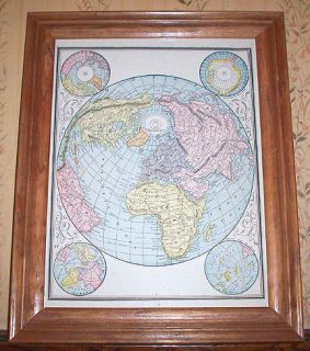 Decorative Authentic Antique Map of The World Genuine 125 Years Old