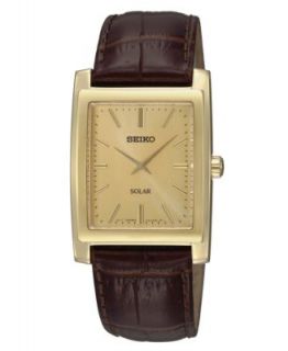 Seiko Watch, Mens Black Leather Strap 32mm SNF672   All Watches