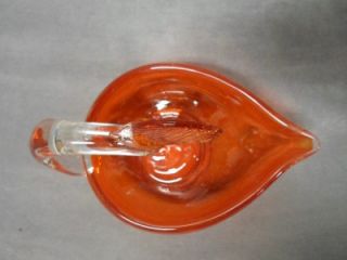 Art Deco Glass Orange Vtg Marano Bonbon Bowl Dish Bird Swan