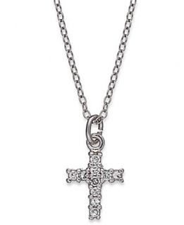 Brilliant Sterling Silver Necklace, Cubic Zirconia Cross Pendant (1
