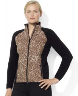 Lauren Ralph Lauren Jacket, Quilted Leopard Print Fleece
