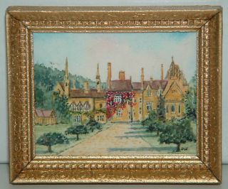 Dave Williams Original Miniature Painting Tyntesfield House Wood Frame