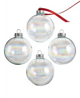 Kurt Adler Christmas Ornaments, Set of 4 Iridescent Glass Balls