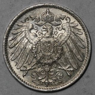 1916 F UNC 1 Mark Kaiser Reich RARE Last Silver Mark WWI Coin
