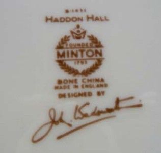 Mintons Haddon Hall Dinner Plate Designer Signature England