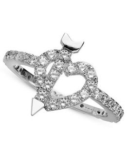 CRISLU Ring, Platinum Over Sterling Silver Cubic Zirconia Heart and