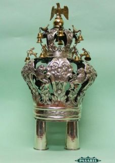 RARE Antique Polish Parcel Gilt Silver Torah Crown by Moszek Charlap