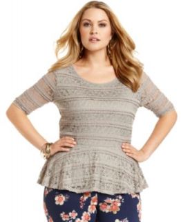 Style&co. Plus Size Elbow Sleeve Lace Peplum Top & Printed Skinny