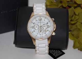 275 New Marc Jacobs Rock Womens Quartz White Gold Chronograph Watch