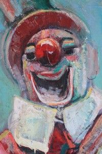 Listed Nahum TSCHACBASOV Signed Clown oil painting Mid Century Modern