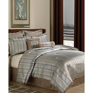Silverado Stripe 8 Piece Jacquard Comforter Sets   Bed in a Bag   Bed