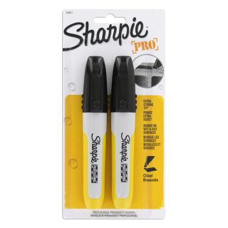Sharpie Pro Permanent Markers Chisel Tip Black Ink 2 Pack
