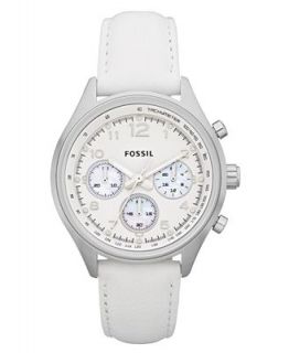 Fossil Watch, Womens Chronograph Flight White Leather Strap 38mm