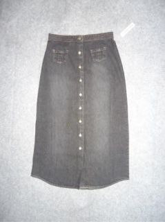 Marla Kim Long Womens Black Denim Skirt s M