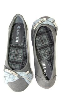 Marlene II   Bead and Braided Front Comfort Flat   Gray