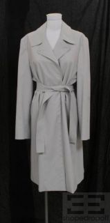 Marlowe Light Grey Wool Belted Trench Coat Size 46