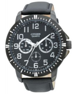 Timex Watch, Mens Intelligent Quartz Compass Brown Leather Strap 42mm