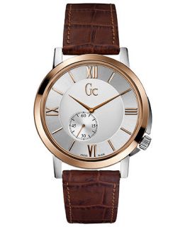 Gc Swiss Made Timepieces Watch, Mens Slim Class Brown Croc Embossed