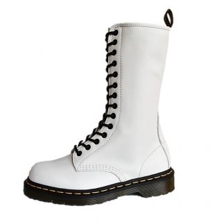 New Doc Dr Martens 1B99 Shoes White Leather 14 Eye Zip Tall Boots US 7
