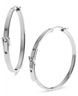 Michael Kors Earrings, Gunmetal Tone Glass Pave Hoop Earrings