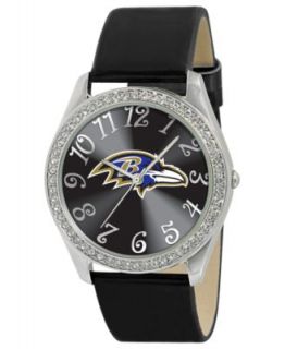 Game Time Watch, Womens Baltimore Ravens Black Leather Strap 40mm NFL