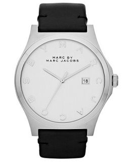 Marc by Marc Jacobs Watch, Unisex Black Leather Strap 43mm MBM1214