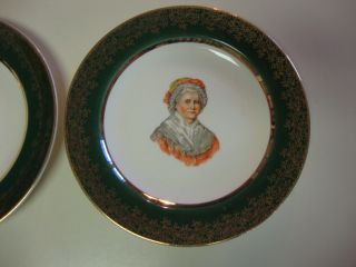George and Martha Washington Green Gold Trim Capsco Collector Plate