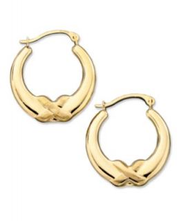 10k Gold Oval Swirl Hoop Earrings   Earrings   Jewelry & Watches