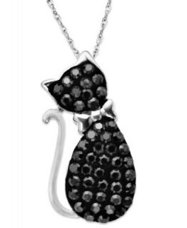 Victoria Townsend Sterling Silver Necklace, Black Diamond Accent Cat