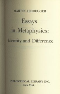 Essays in Metaphysics by Martin Heidegger, 1960 1st US edition w/DJ