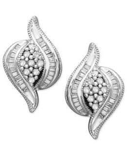 Diamond Earrings, 14k White Gold Diamond Cluster Earrings (1/2 ct. t.w