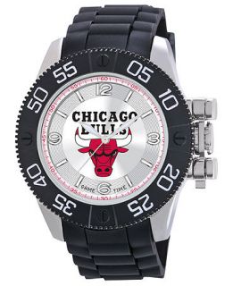 Game Time Watch, Mens Chicago Bulls Black Polyurethane Strap 47mm NBA