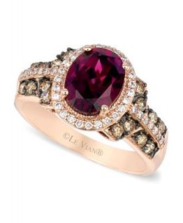 Le Vian 14k Rose Gold Ring, Raspberry Rhodolite, Chocolate and White