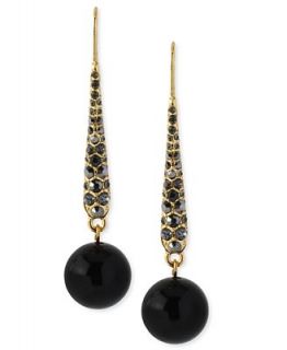 Kenenth Cole New York Earrings, Gold Tone Black Pave Glass Drop