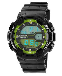 Armitron Watch, Mens Digital Black Polyurethane Strap 47x49mm 40