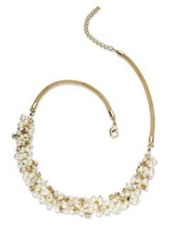 Charter Club Necklace, Gold Tone Glass Pearl Cluster Necklace