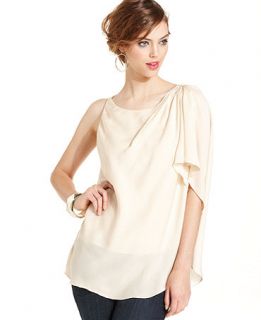BCBGeneration Top, One Shoulder Scoop Neck Draped Ruffle   Womens Tops