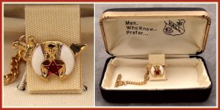 Vintage Masonic Shriner Enameled Tie Tack Pin w Box