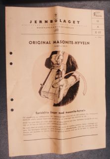 1955 1st Original Masonite Hyvel Wood Plane Sweden